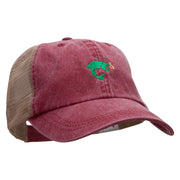 Hook Link and Fish Embroidered Washed Trucker Cap