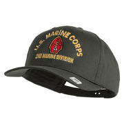 U.S. Marine Corps 2nd Marine Division Embroidered Solid Cotton Twill Pro Style Cap - Charcoal OSFM