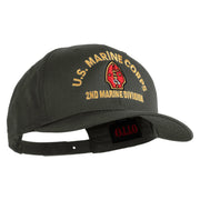 U.S. Marine Corps 2nd Marine Division Embroidered Solid Cotton Twill Pro Style Cap - Charcoal OSFM