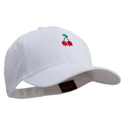 Twin Cherries Embroidered Low Profile Structured Cap - White OSFM