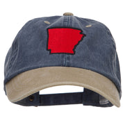 Arkansas Map Embroidered Washed Two Tone Cap