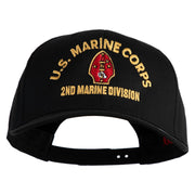 U.S. Marine Corps 2nd Marine Division Embroidered Solid Cotton Twill Pro Style Cap - Black OSFM