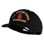 U.S. Marine Corps 2nd Marine Division Embroidered Solid Cotton Twill Pro Style Cap - Black OSFM