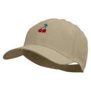 Twin Cherries Embroidered Low Profile Structured Cap - Khaki OSFM