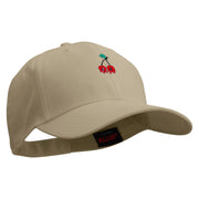 Twin Cherries Embroidered Low Profile Structured Cap - Khaki OSFM