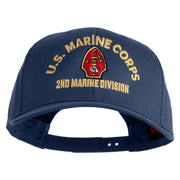 U.S. Marine Corps 2nd Marine Division Embroidered Solid Cotton Twill Pro Style Cap - Navy OSFM