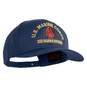 U.S. Marine Corps 2nd Marine Division Embroidered Solid Cotton Twill Pro Style Cap - Navy OSFM
