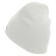 Licensed US Army Retired Flag Embroidered 8 Inch Knitted Short Beanie - White OSFM