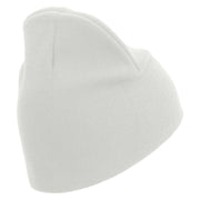 Licensed US Army Retired Flag Embroidered 8 Inch Knitted Short Beanie - White OSFM