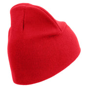 Licensed US Army Retired Flag Embroidered 8 Inch Knitted Short Beanie - Red OSFM