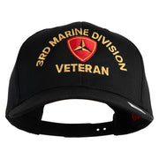 3rd Marine Division Veteren Embroidered Solid Cotton Twill Pro Style Cap - Black OSFM