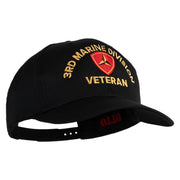 3rd Marine Division Veteren Embroidered Solid Cotton Twill Pro Style Cap - Black OSFM
