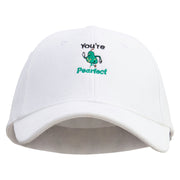 You're Pearfect Embroidered Stretch Heavy Weight Brushed Cotton Fitted Cap - White S-M