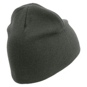 Licensed US Army Veteran Flag Embroidered 8 Inch Knitted Short Beanie - DK-Grey OSFM