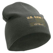 Licensed US Army Veteran Flag Embroidered 8 Inch Knitted Short Beanie - DK-Grey OSFM