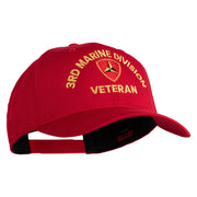 3rd Marine Division Veteren Embroidered Solid Cotton Twill Pro Style Cap - Red OSFM