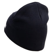 Licensed US Army Veteran Flag Embroidered 8 Inch Knitted Short Beanie - Navy OSFM