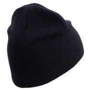 Licensed US Army Veteran Flag Embroidered 8 Inch Knitted Short Beanie - Navy OSFM