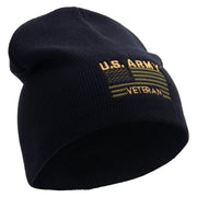 Licensed US Army Veteran Flag Embroidered 8 Inch Knitted Short Beanie - Navy OSFM