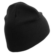 Licensed US Army Veteran Flag Embroidered 8 Inch Knitted Short Beanie - Black OSFM