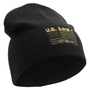 Licensed US Army Veteran Flag Embroidered 8 Inch Knitted Short Beanie - Black OSFM