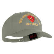 3rd Marine Division Veteren Embroidered Solid Cotton Twill Pro Style Cap - Grey OSFM