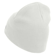 Licensed US Army Veteran Flag Embroidered 8 Inch Knitted Short Beanie - White OSFM