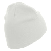 Licensed US Army Veteran Flag Embroidered 8 Inch Knitted Short Beanie - White OSFM