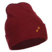 Mini Key Embroidered Long Beanie