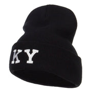 KY Kentucky State Embroidered Long Beanie