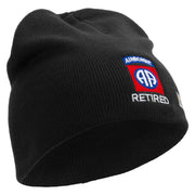 Licensed 82nd Airborne Retired Embroidered 8 Inch Knitted Short Beanie - Black OSFM