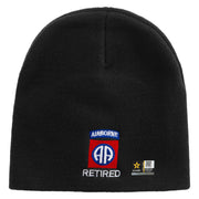 Licensed 82nd Airborne Retired Embroidered 8 Inch Knitted Short Beanie - Black OSFM