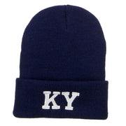 KY Kentucky State Embroidered Long Beanie