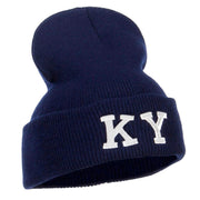 KY Kentucky State Embroidered Long Beanie