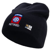 Licensed 82nd Airborne Retired Embroidered 8 Inch Knitted Short Beanie - Navy OSFM