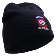 Licensed 82nd Airborne Retired Embroidered 8 Inch Knitted Short Beanie - Navy OSFM