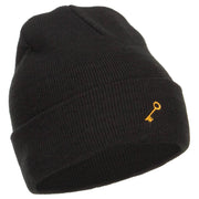 Mini Key Embroidered Long Beanie