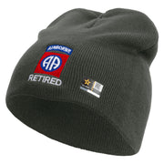 Licensed 82nd Airborne Retired Embroidered 8 Inch Knitted Short Beanie - DK-Grey OSFM