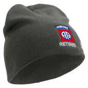 Licensed 82nd Airborne Retired Embroidered 8 Inch Knitted Short Beanie - DK-Grey OSFM