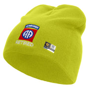 Licensed 82nd Airborne Retired Embroidered 8 Inch Knitted Short Beanie - Lime OSFM