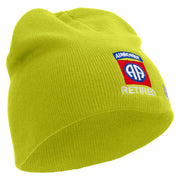 Licensed 82nd Airborne Retired Embroidered 8 Inch Knitted Short Beanie - Lime OSFM