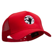 Zombie Hand Five Panels Pro Style Trucker Mesh Cap - Red OSFM