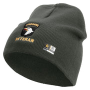 Licensed 101st Airborne Veteran Embroidered 8 Inch Knitted Short Beanie - DK-Grey OSFM