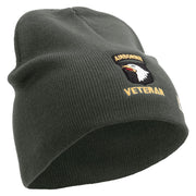 Licensed 101st Airborne Veteran Embroidered 8 Inch Knitted Short Beanie - DK-Grey OSFM