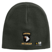Licensed 101st Airborne Veteran Embroidered 8 Inch Knitted Short Beanie - DK-Grey OSFM