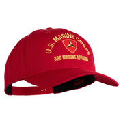 U.S. Marine Corps 3rd Marine Division Embroidered Solid Cotton Twill Pro Style Cap - Red OSFM