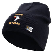 Licensed 101st Airborne Veteran Embroidered 8 Inch Knitted Short Beanie - Navy OSFM