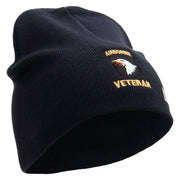Licensed 101st Airborne Veteran Embroidered 8 Inch Knitted Short Beanie - Navy OSFM