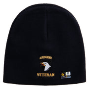 Licensed 101st Airborne Veteran Embroidered 8 Inch Knitted Short Beanie - Navy OSFM