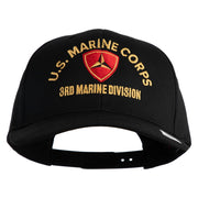 U.S. Marine Corps 3rd Marine Division Embroidered Solid Cotton Twill Pro Style Cap - Black OSFM